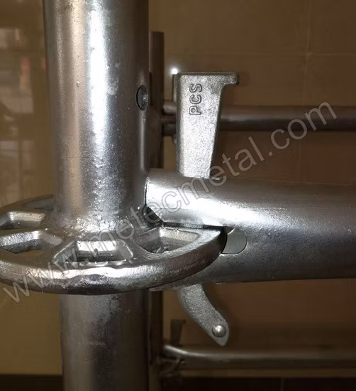 Ponteggi di sistema certificati SGS / TUV, ponteggi con flangia rosset ringlock rotondo, ponteggi a tutto tondo, ponteggi ringlock in acciaio zincato certificato in vendita