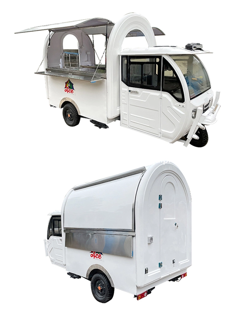 Hot Selling White Electric Three-Wheeled Food Cart Mobile Cake Shop Food Trailer Street Dining Car for Sale