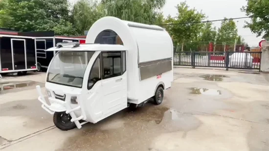 Camion per alimenti elettrico bianco a tre ruote di vendita caldo, rimorchio mobile per pasticceria, camion per cibo da strada in vendita